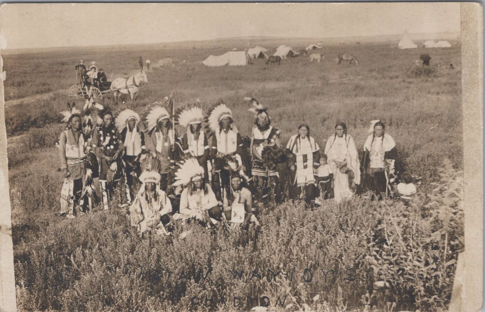 Indian Family Kids Tents Horses Buggy Chadron Nebraska 1912 RPPC Postcard