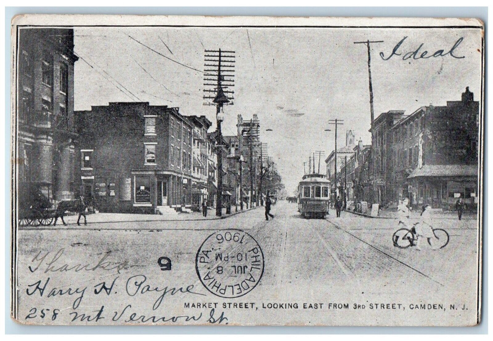 1906 Market Street Looking East Camden New Jersey NJ Philadelphia PA Postcard