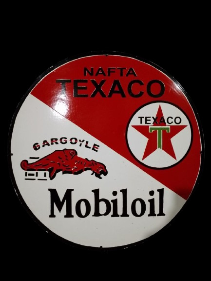 Porcelain Texaco MobilOil Enamel Metal Sign Size \