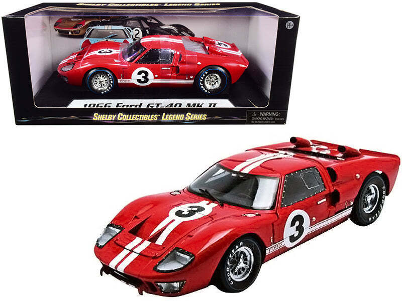 1966 Ford GT-40 MK II #5 Red with White Stripes Le Mans 1/18 Diecast Model Car