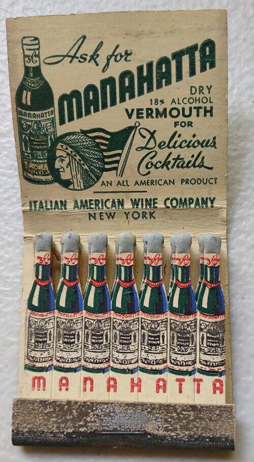 Vintage Feature Matchbook Manahatta Sweet Vermouth All American