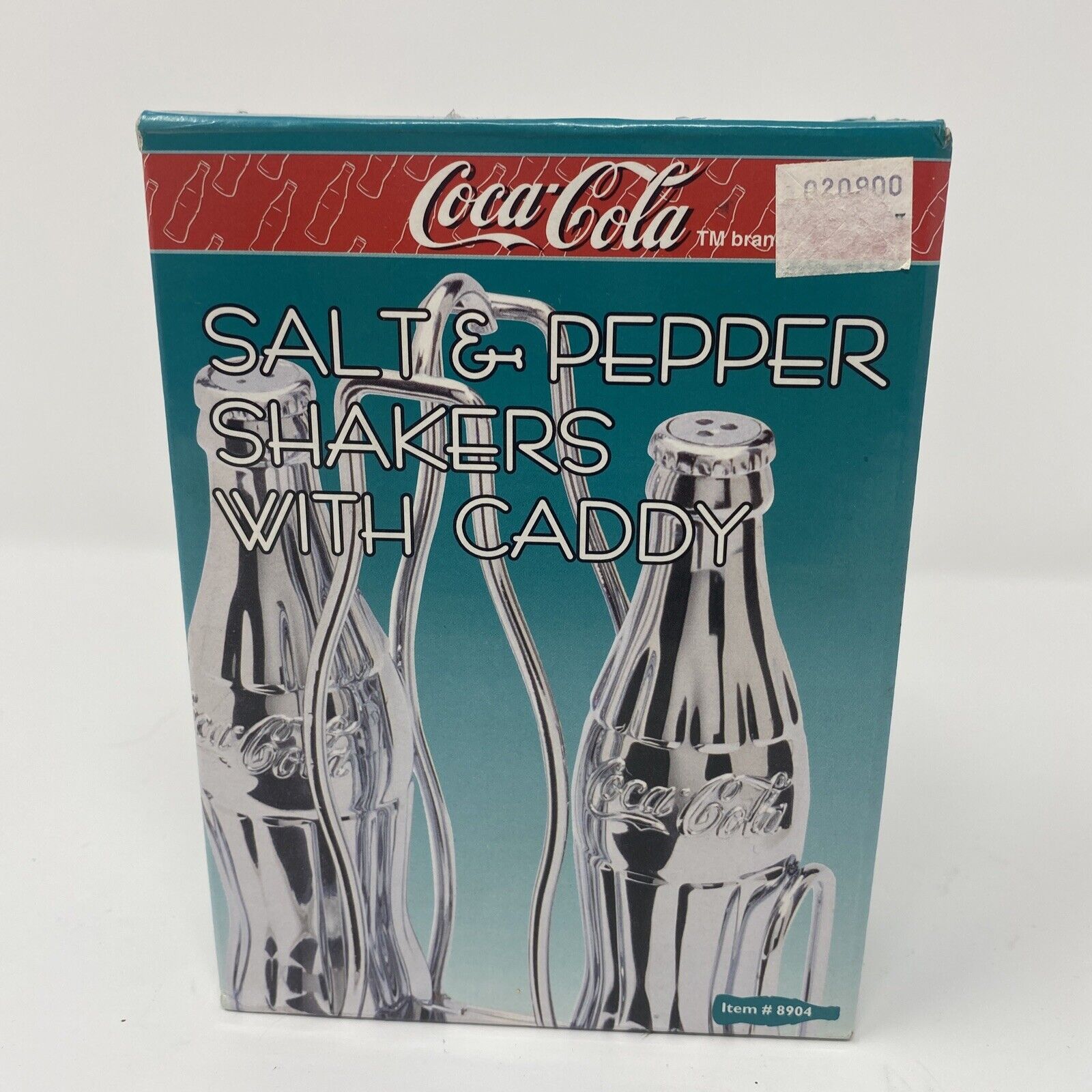 COCA COLA SALT & PEPPER SHAKERS With CADDY Chrome