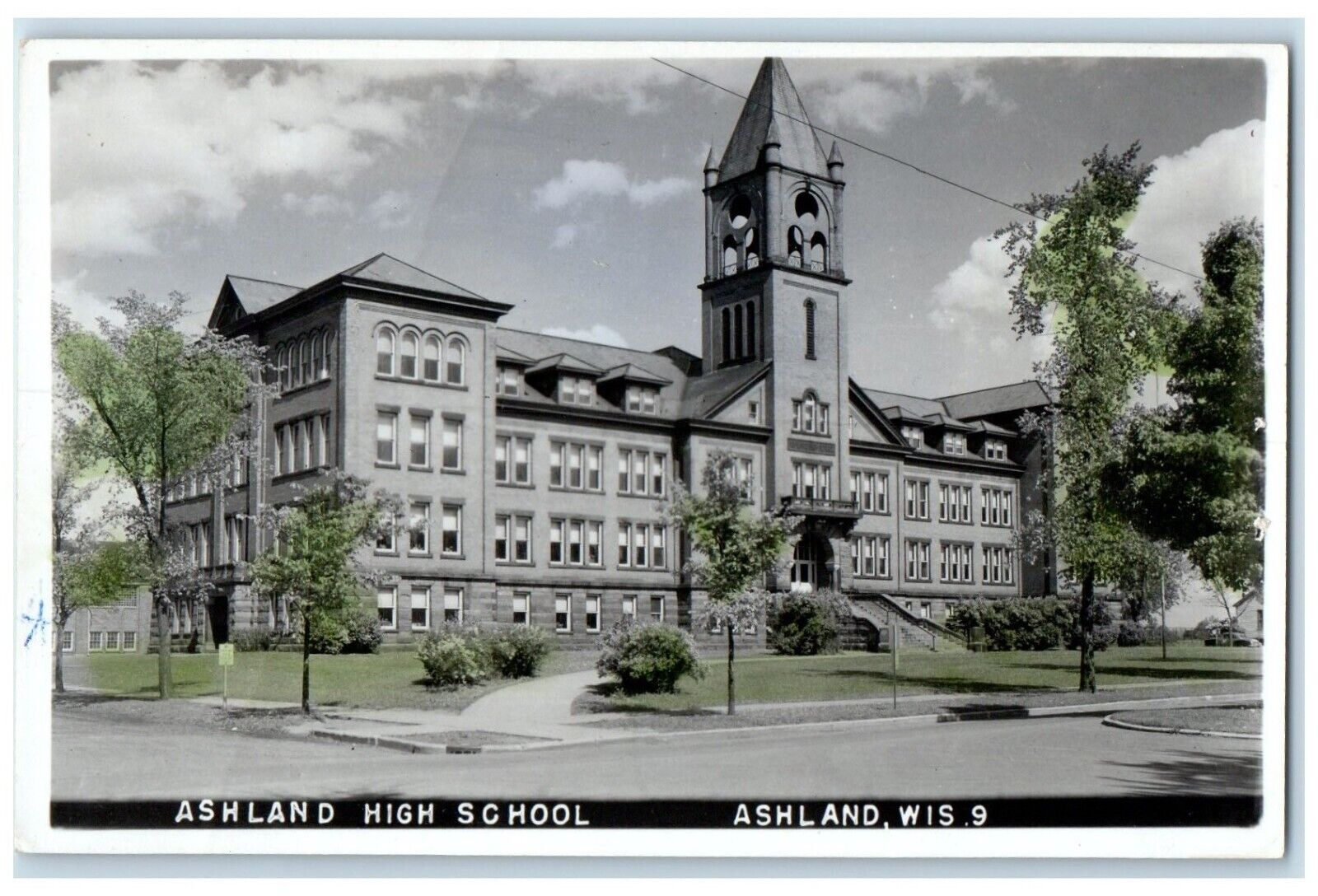 c1910's Ashland High School Building Ashland Wisconsin WI RPPC Photo Postcard