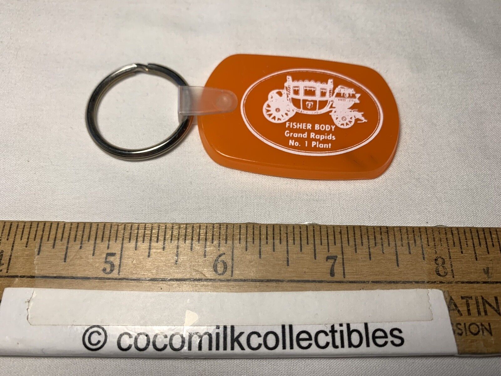 Vintage Rubber Key Chain GM Fisher Body Grand Rapids No 1 Plant Carriage Logo