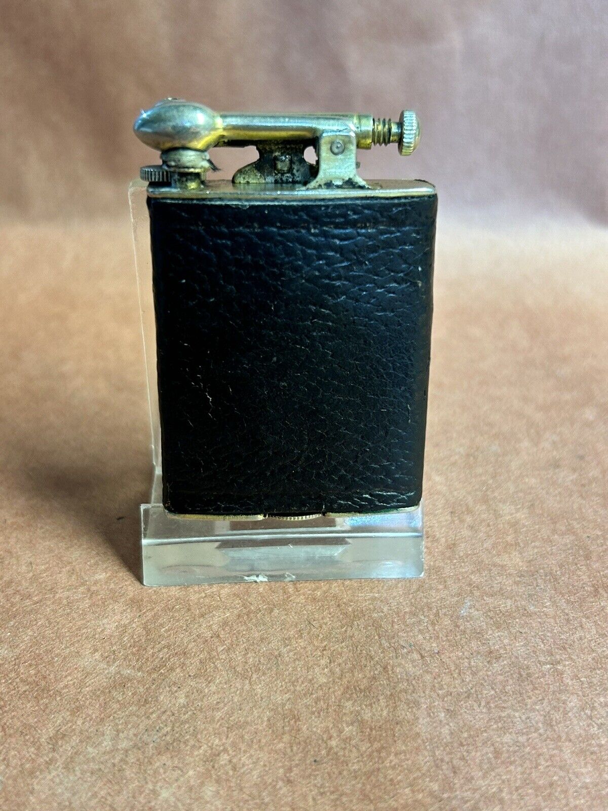 Vintage Clark Firefly lighter black leather wrapped Pat 1594047