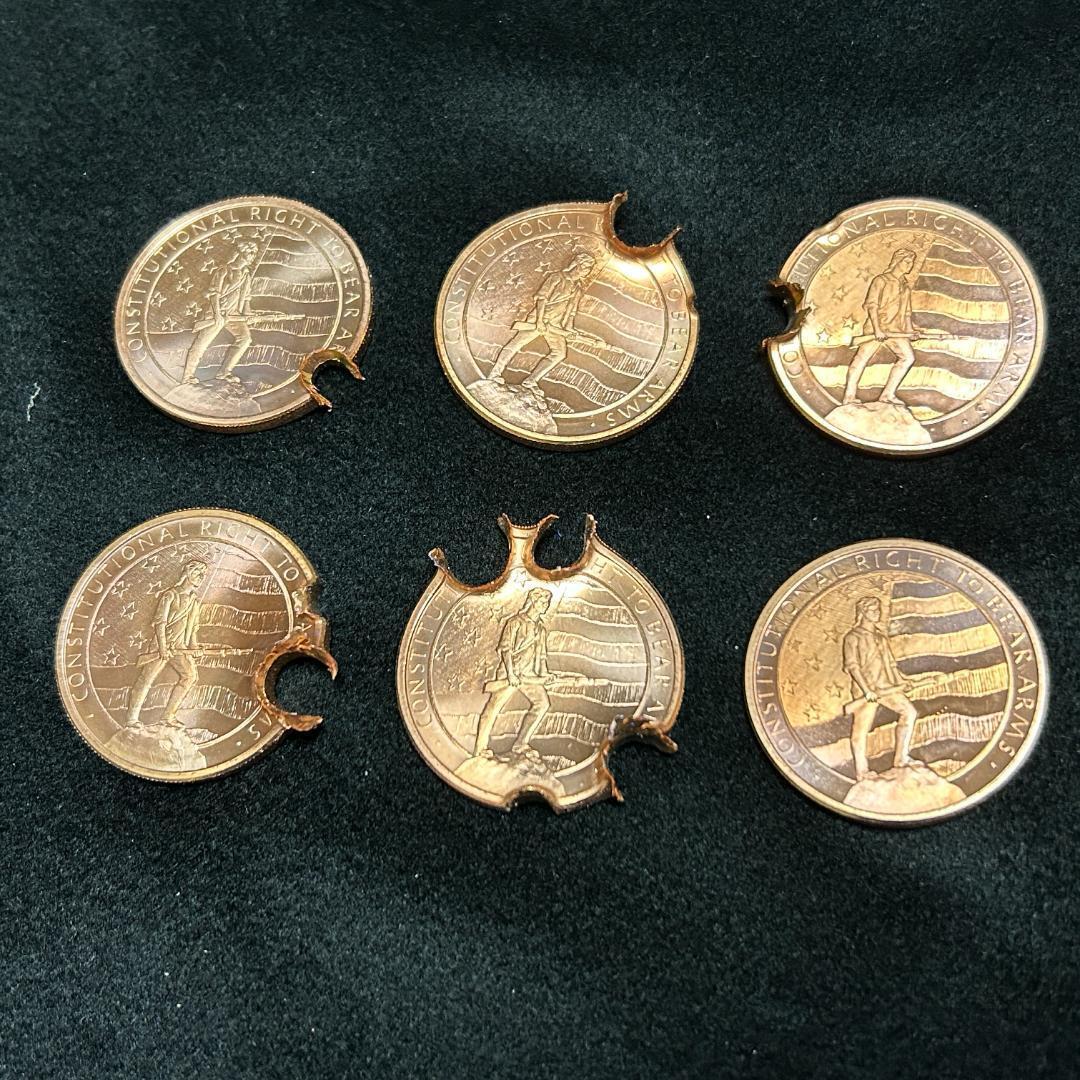 Set Of 6 Pure Copper Live Shot Coins