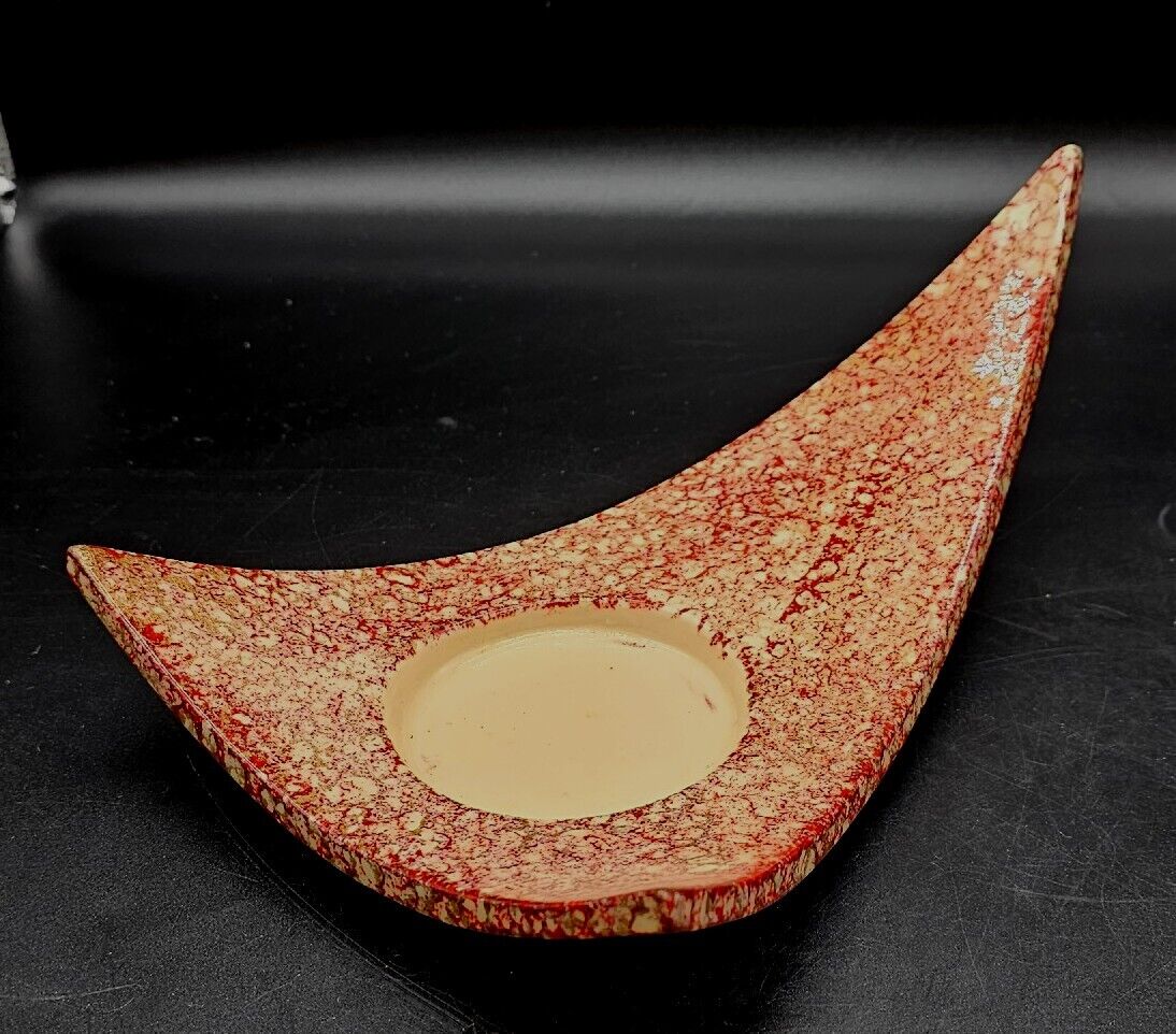 MCM Style Hand Painted Ceramic Curved Triangular  Geometric Candle Holder