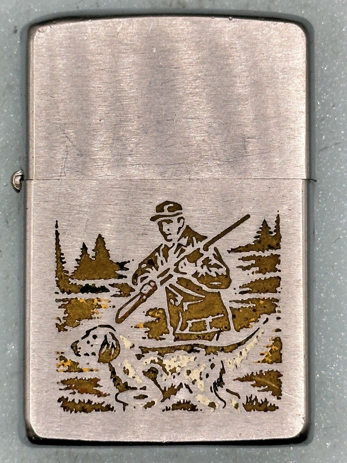 Vintage 1970 Hunter Hunting Pheasant Rifle NRA Zippo Lighter Used