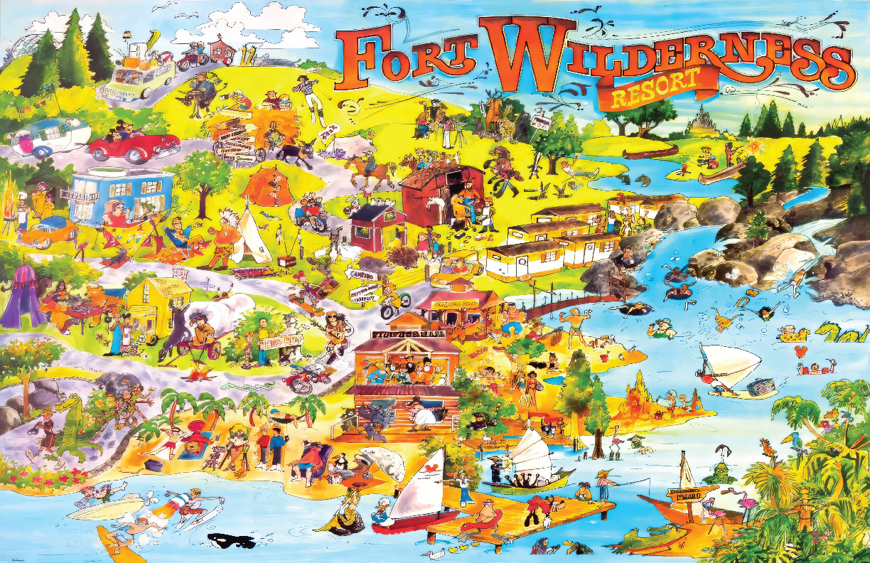 Fort Wilderness Resort Retro 1970s Map Walt Disney World Poster Print