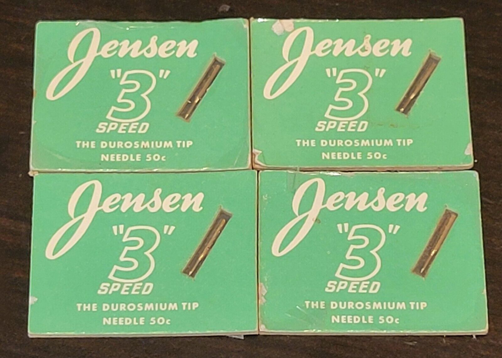 4x jensen long life osmium tip phonograph stylus needles  3-speed 33 45 78 NOS