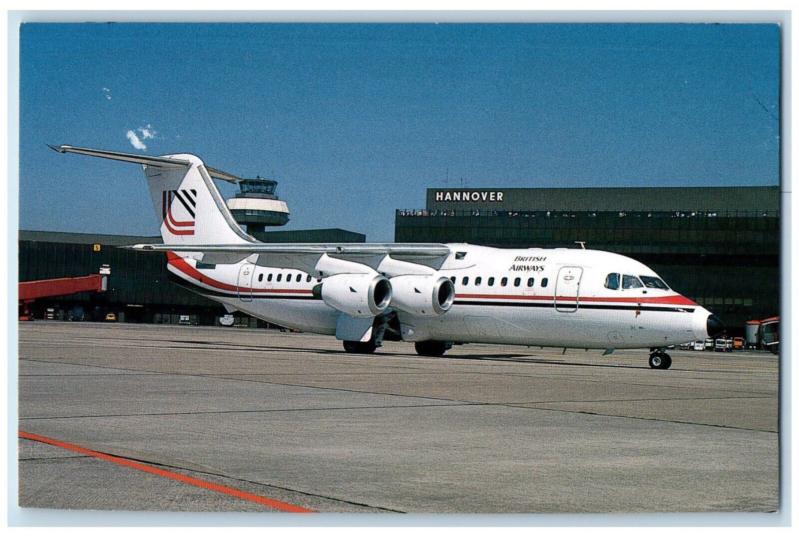 c1960's British Airways Airplane Flughafen Hannover Langenhagen BAe 146 Postcard