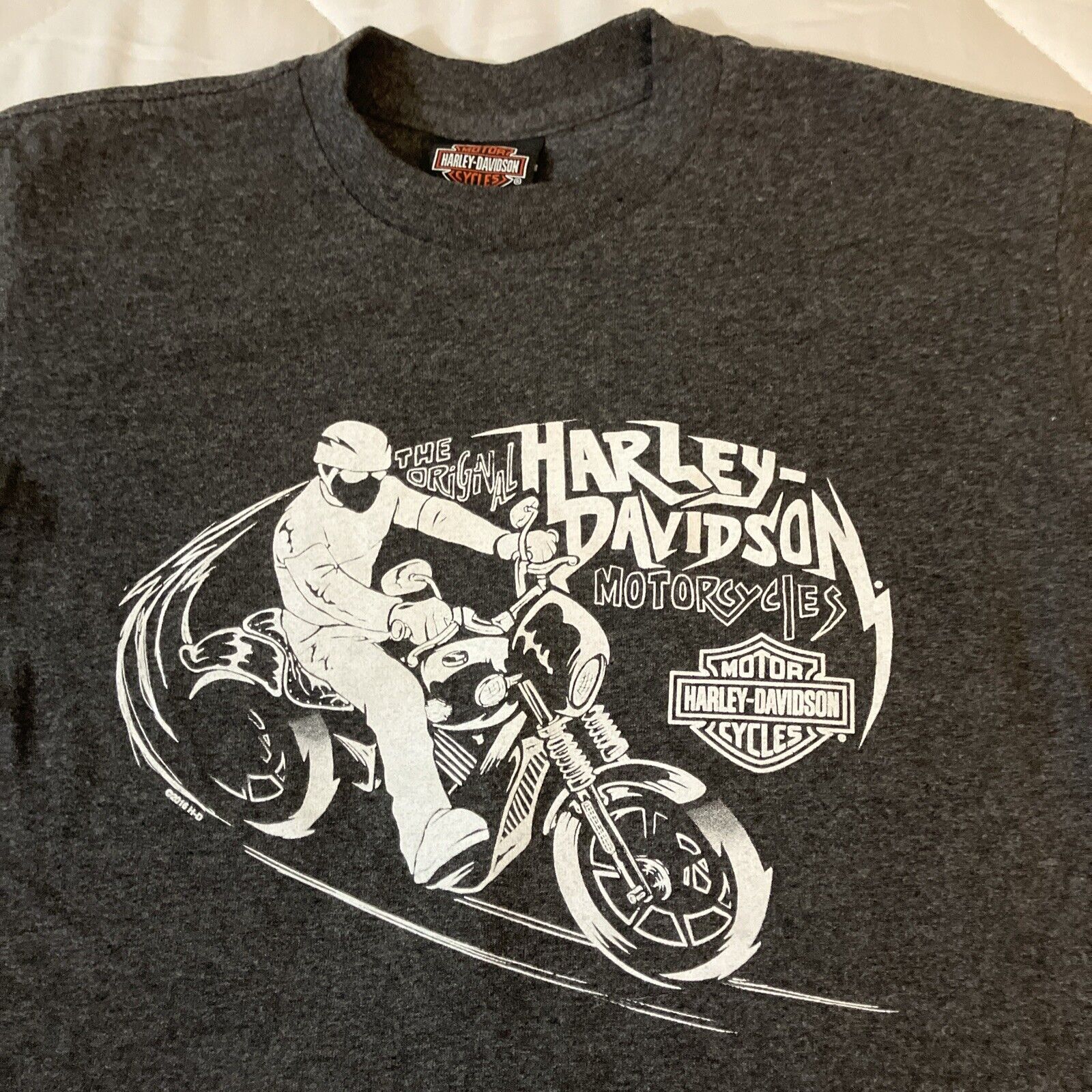 Harley-Davidson T-Shirt Youth Boys Small Gray Orange Motorcycles Kids Florida