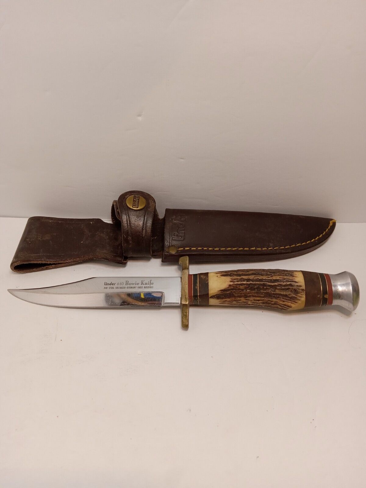 Vintage Linder 440 Bowie Knife Made In Soligen Germany Steel 5 Inch Blade Fixed