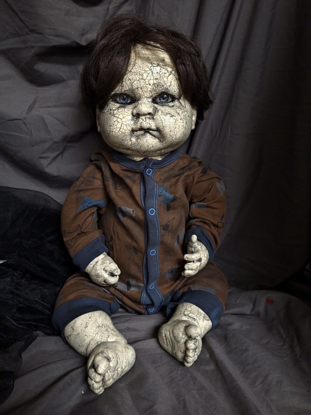 OOAK Creepy Crackle Boy Doll  20 In Tall, Heavy,n Handmade Halloween