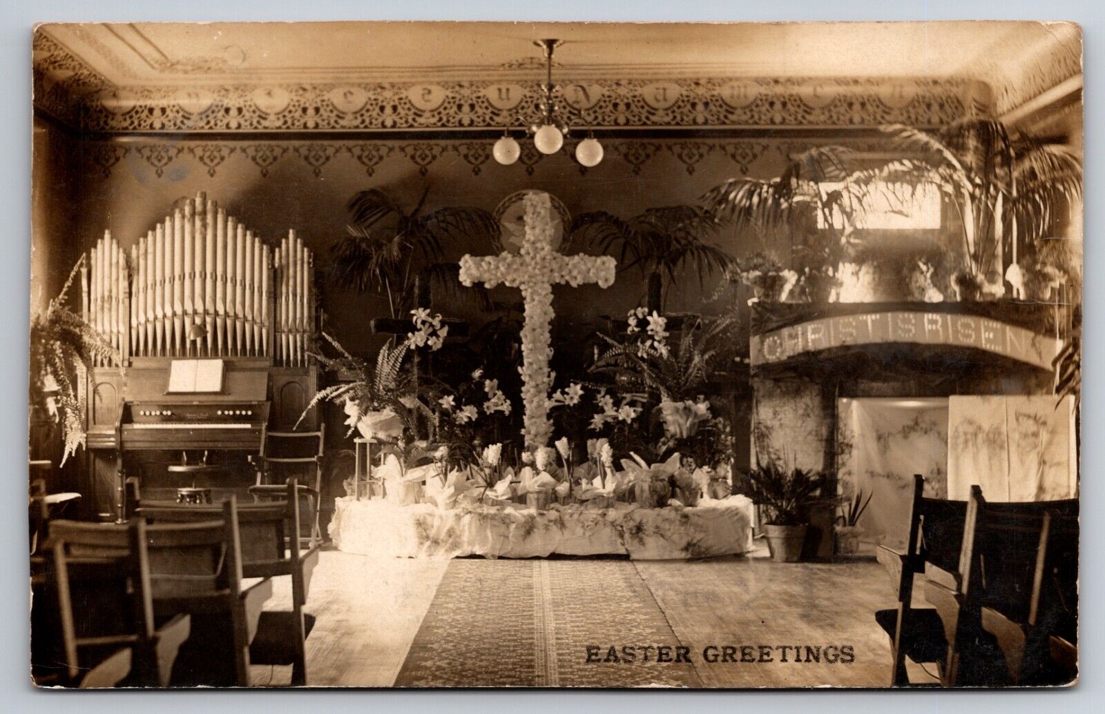 Interior Church at Easter Clifton Cincinnati Ohio OH 1911 Real Photo RPPC