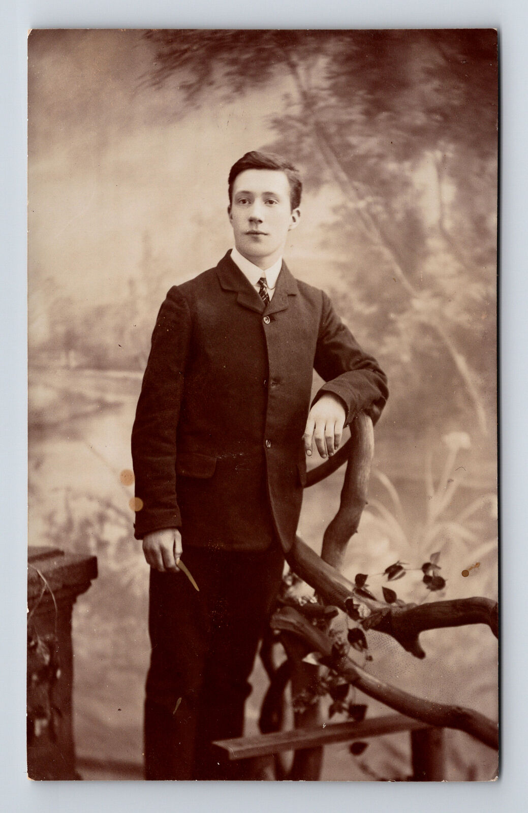 RPPC Portrait of Young Man Unidentified Postcard