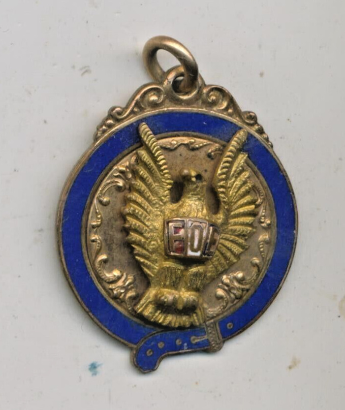Vtg FOE  Fraternal order of eagles double sided Enamel gold clad  charm pendant