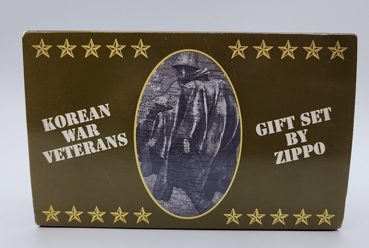 Zippo Korean War Veterans Gift Set UNSTRUCK Korean War Memorial & 38th Parallel