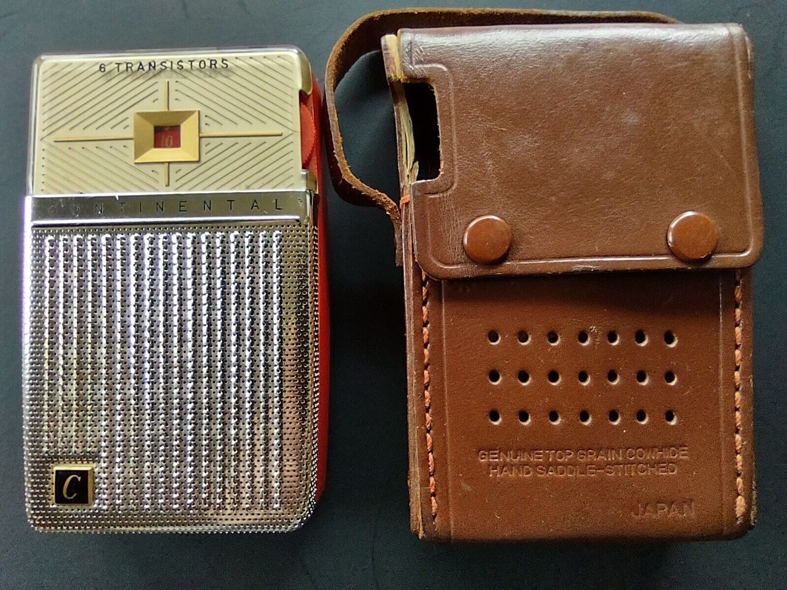 Vtg Charming Continental TR632 Transistor Radio 1961 Orig Leather Case WORKS 
