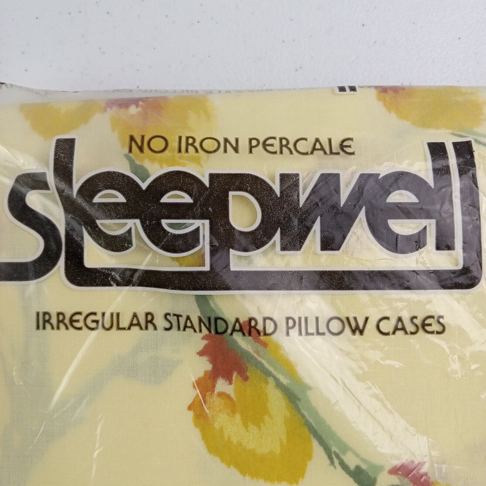 Vintage Pillowcases Sleepwell Yellow Floral Standard Size Set of 2 USA New READ