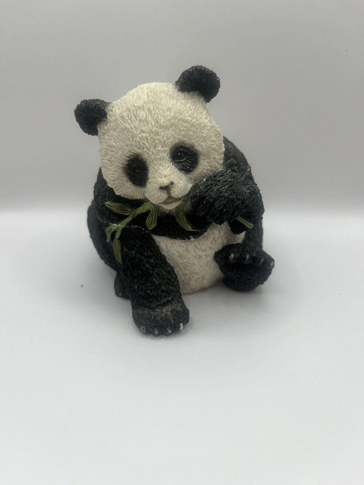 sc stone critter panda Trinket Box with baby panda inside