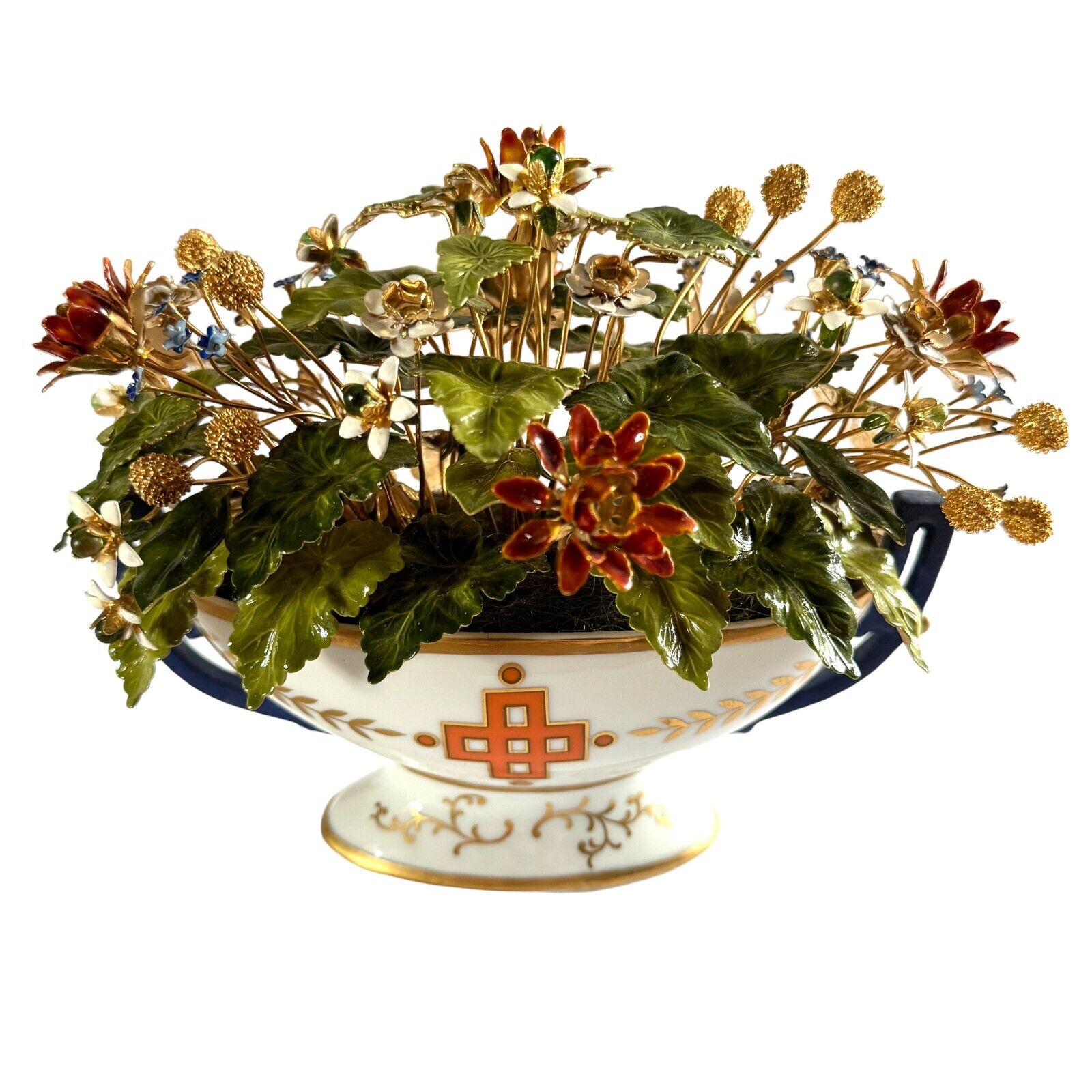 Jane Hutcheson Gorham Fleurs Des Siecles Vase/Urn Of Enamel Jeweled Flowers 6