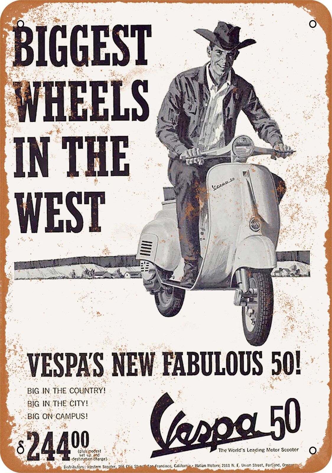 Metal Sign - 1964 Vespa 50 - Vintage Look Reproduction