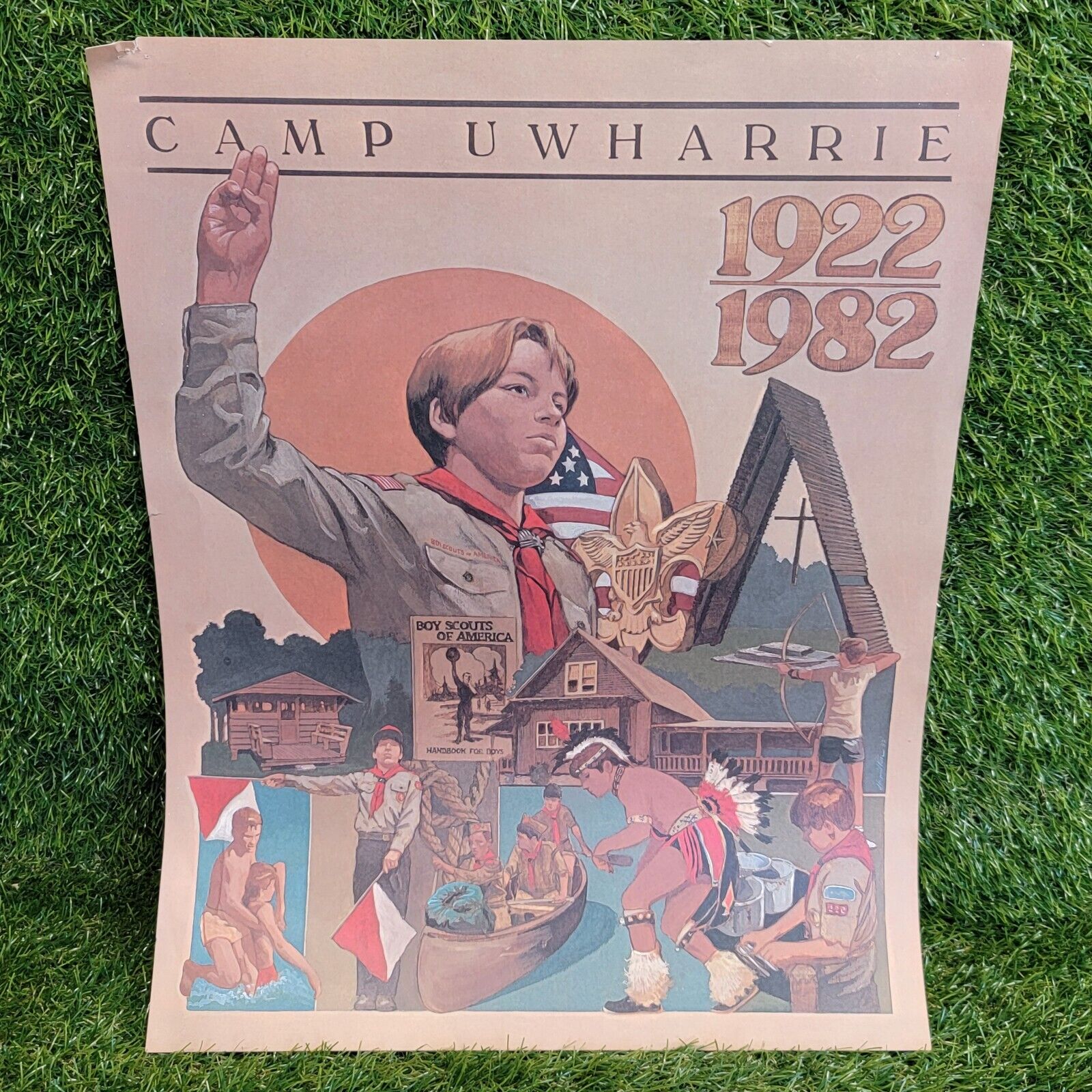 vintage  Boy Scouts Camp Uwharrie poster 1922- 1982 ( 16