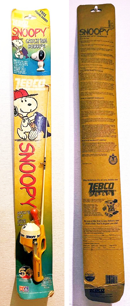 Zebco Snoopy 1990s Made In Usa Vintage Fishing Rod Kids Display Rare Size 75 cm