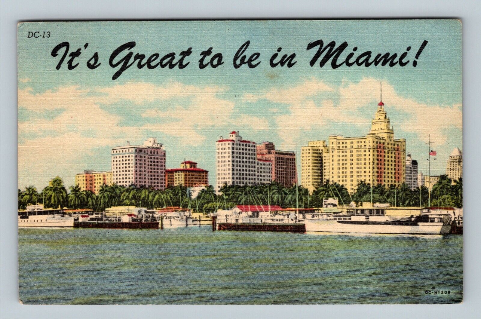 Miami FL, It's Great To Be In Miami, Skyline, Florida c1953 Vintage Postcard