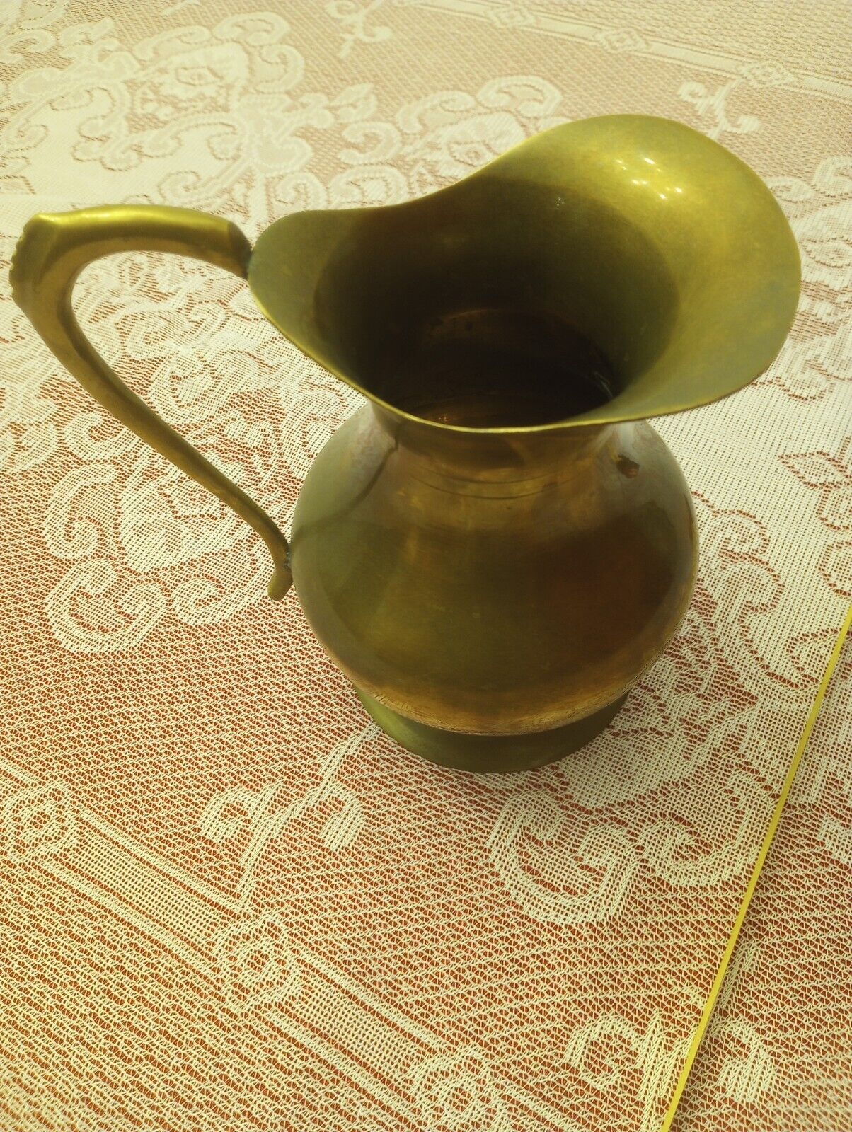 VINTAGE SOLID BRASS PITCHER 8” MADE IN INDIA 