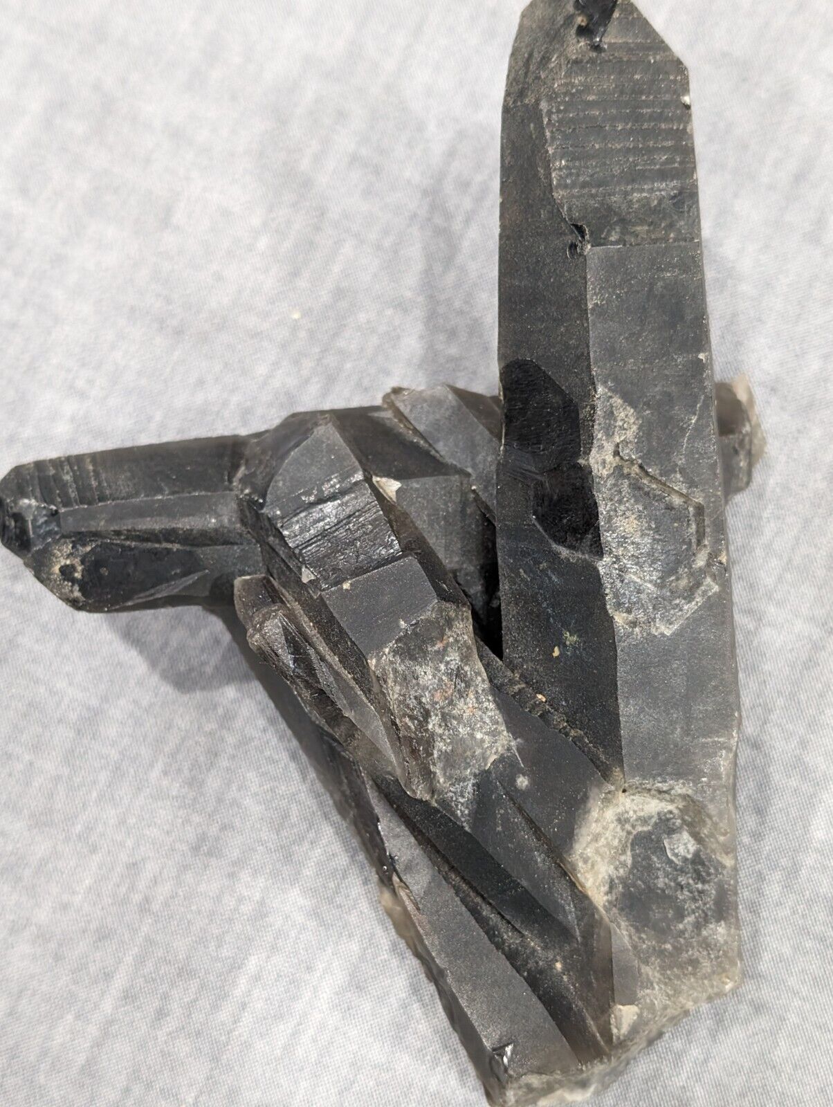 373g Terminated Etched Black Quartz Crystal 
