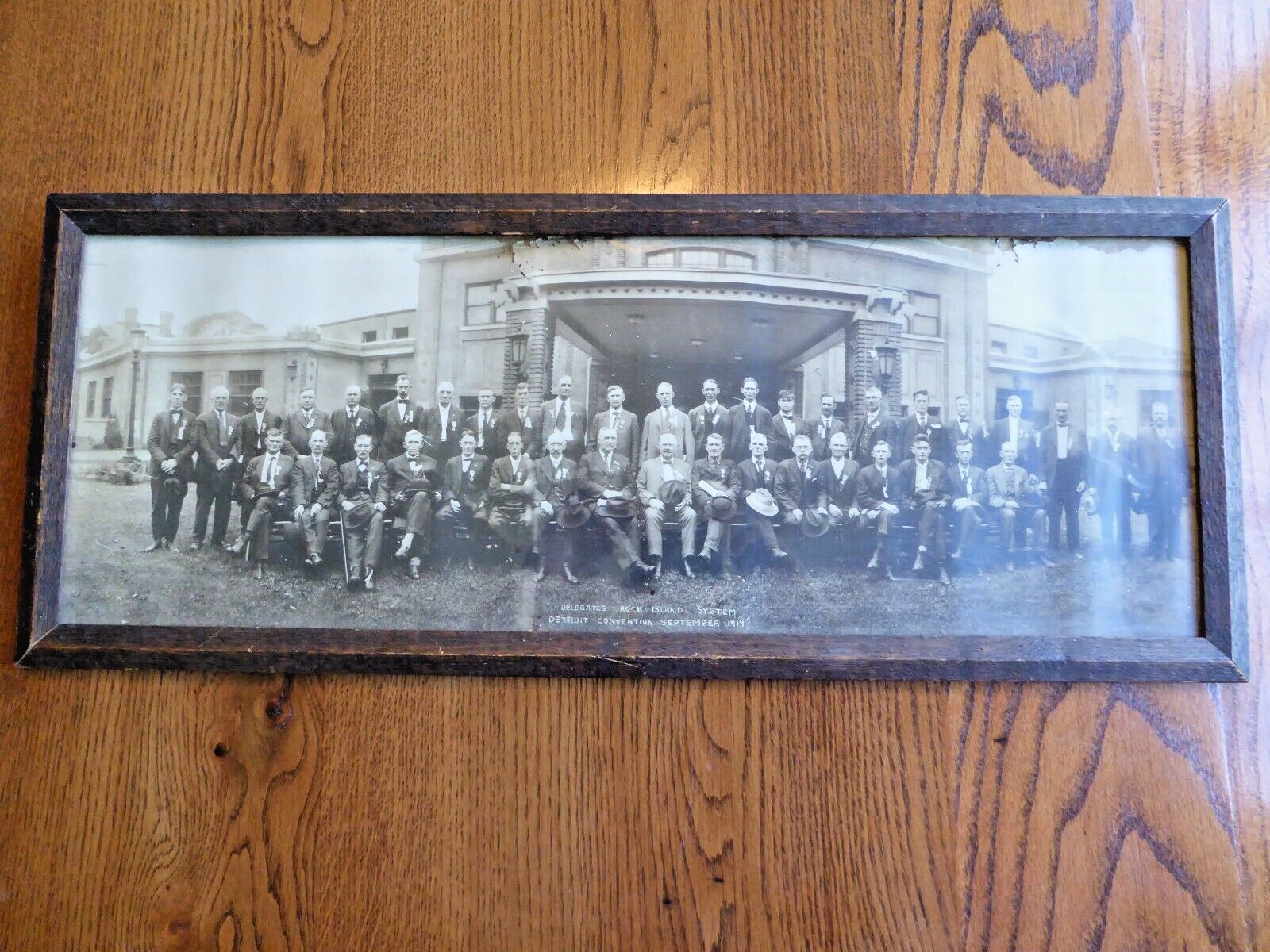 Large Antique Photo Rock Island Railroad Delegates 1919 Detroit Convention Photo