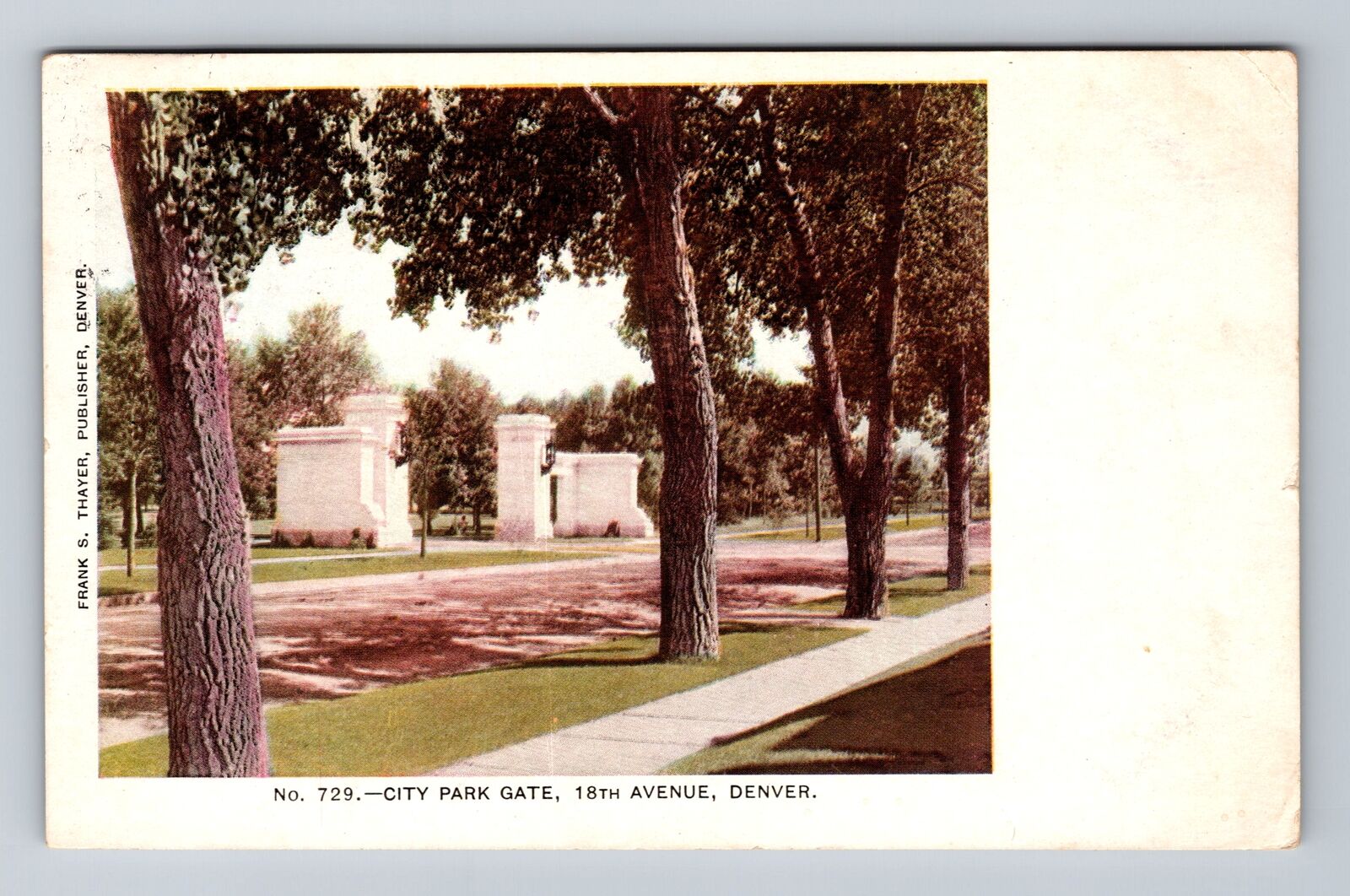 Denver CO-Colorado, City Park Gate, 18th Avenue, Vintage c1908 Postcard