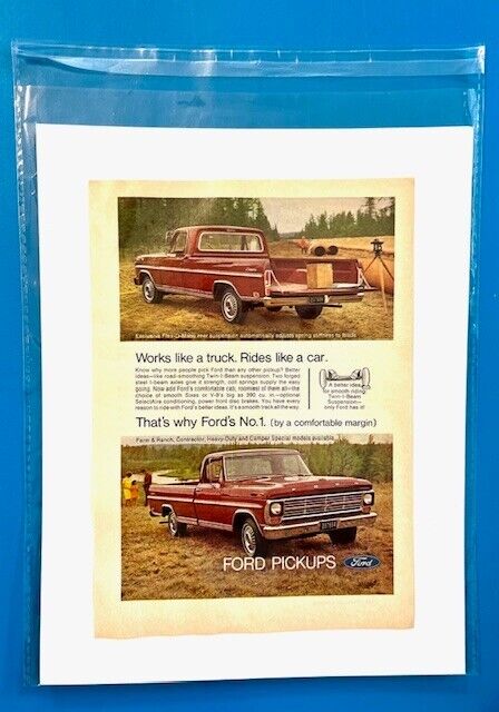 1969 ORIGINAL VINTAGE PRINT AD Ford Pick Up Truck