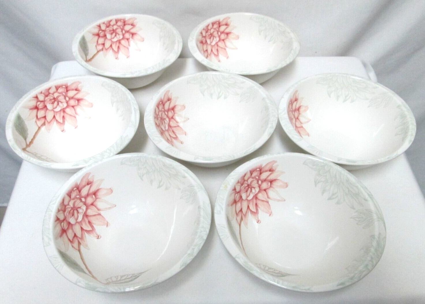 Lenox Peony Lane ceramic Bowl Set 7 micro dish safe floral All Purpose 2.8 x 6.5