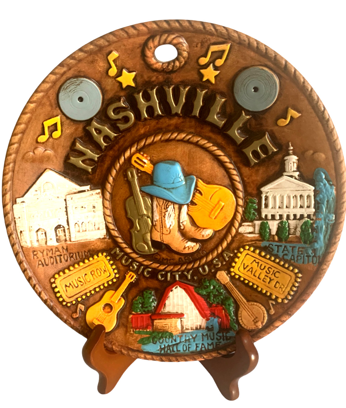 VTG Nashville Music City Collector Plate Raised 3D Japan Scotty 8\