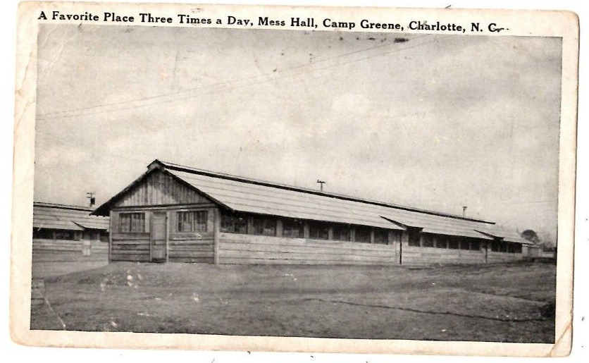 Postcard  1918 Mess Hall Camp Green Charlotte N.C WWI Posted