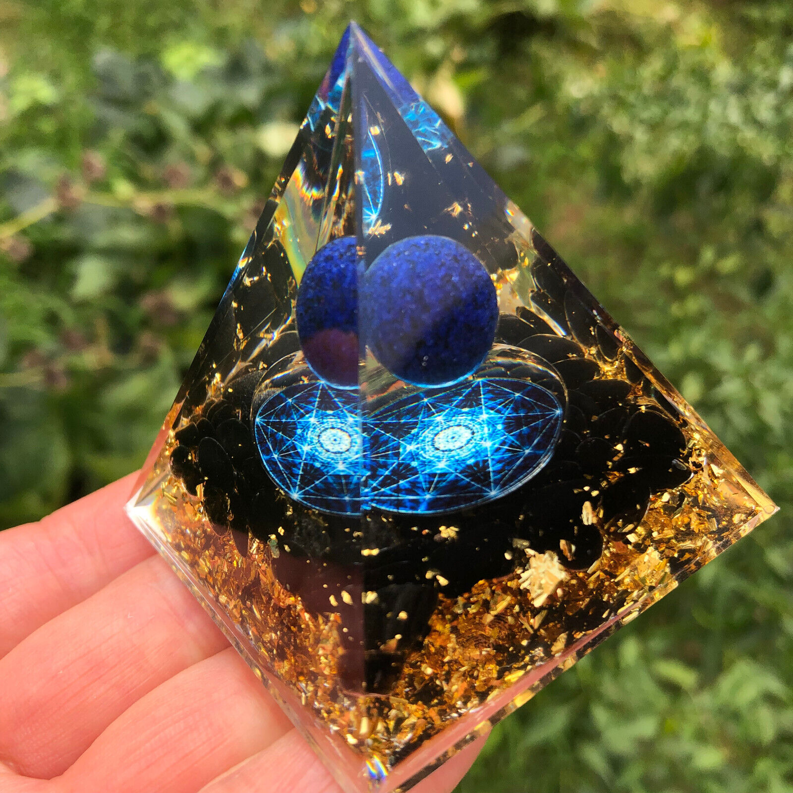 Lapis Lazuli Crsytal Sphere Orgonite Pyramid Obsidian Chakra Energy Orgone Reiki