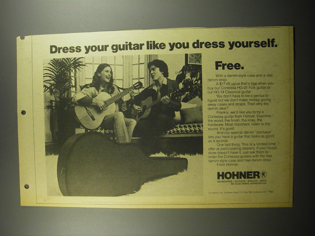 1974 Hohner Contessa HG-01 Folk Guitar and HG-14 Classical guitar Advertisement