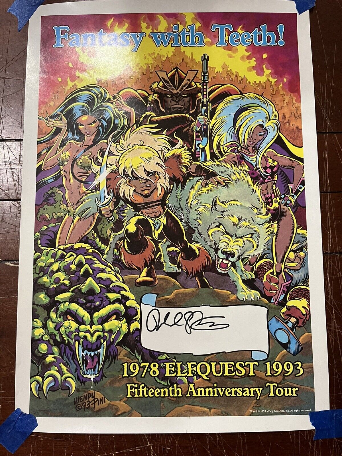Elfquest 1978 1993 Fifteenth Anniversary Tour Richard Pini Creator Signed Poster