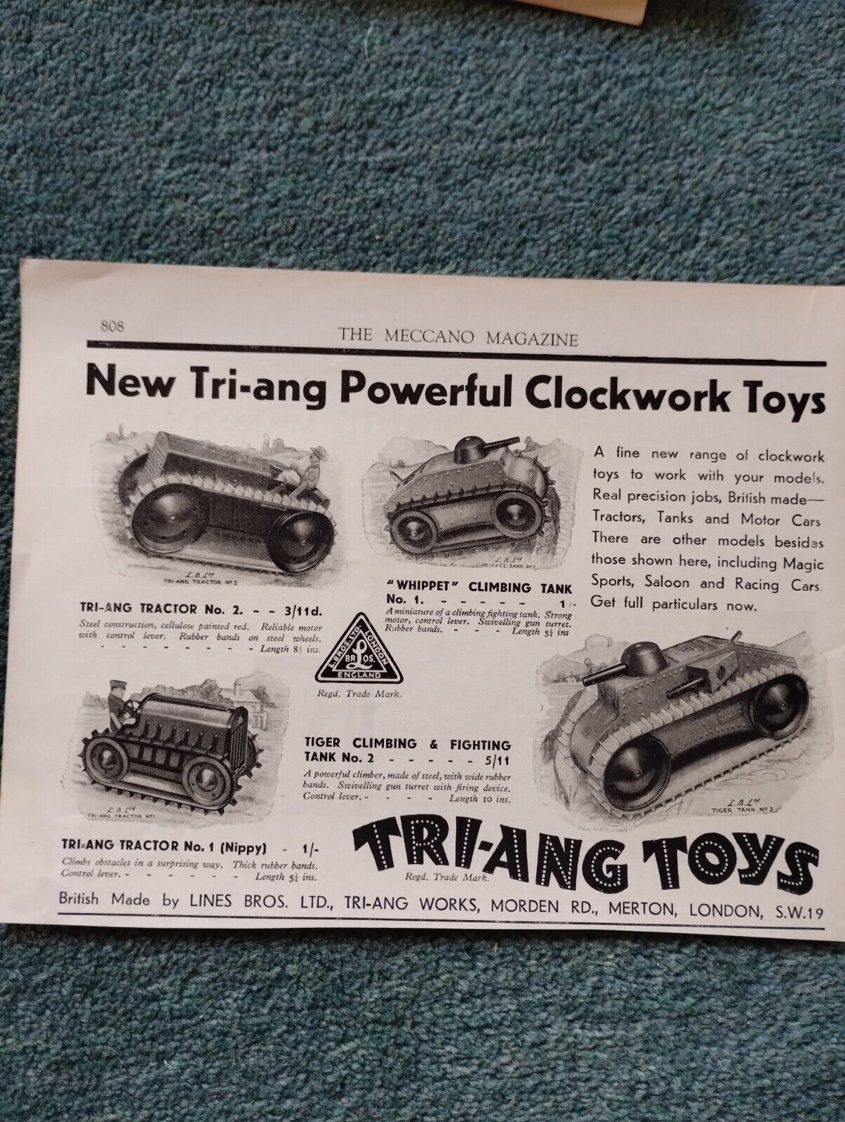 M71-9  Ephemera  1930s Advert Triang Toys Df443