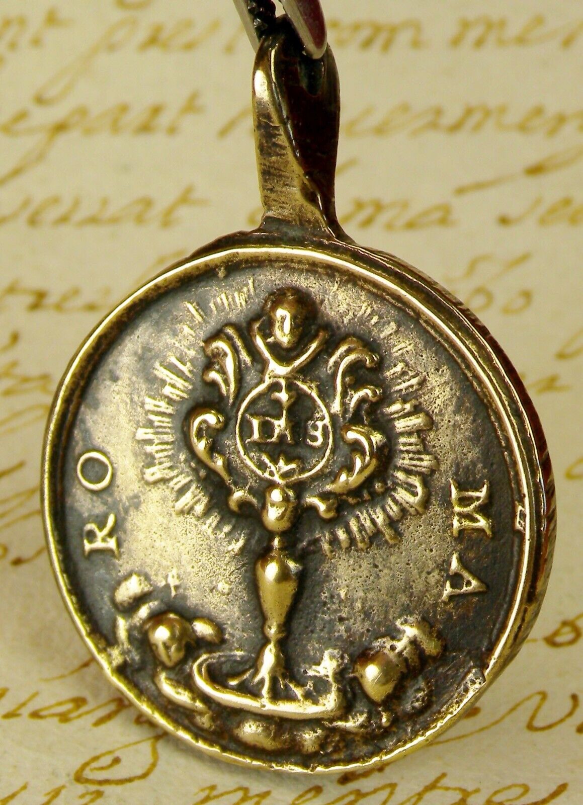 ANTIQUE 18TH CENTURY IMMACULATE CONCEPTION CORPUS CHRISTI ROME PILGRIMAGE MEDAL