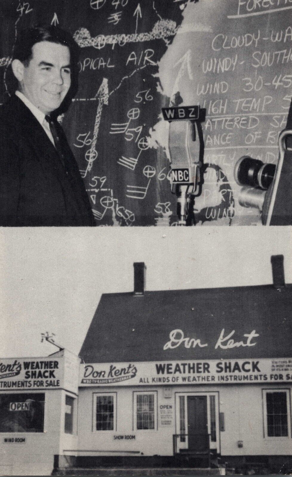 Don Kent Weatherman WBZ TV Radio Weather Shack North Weymouth 1957 RPPC Postcard