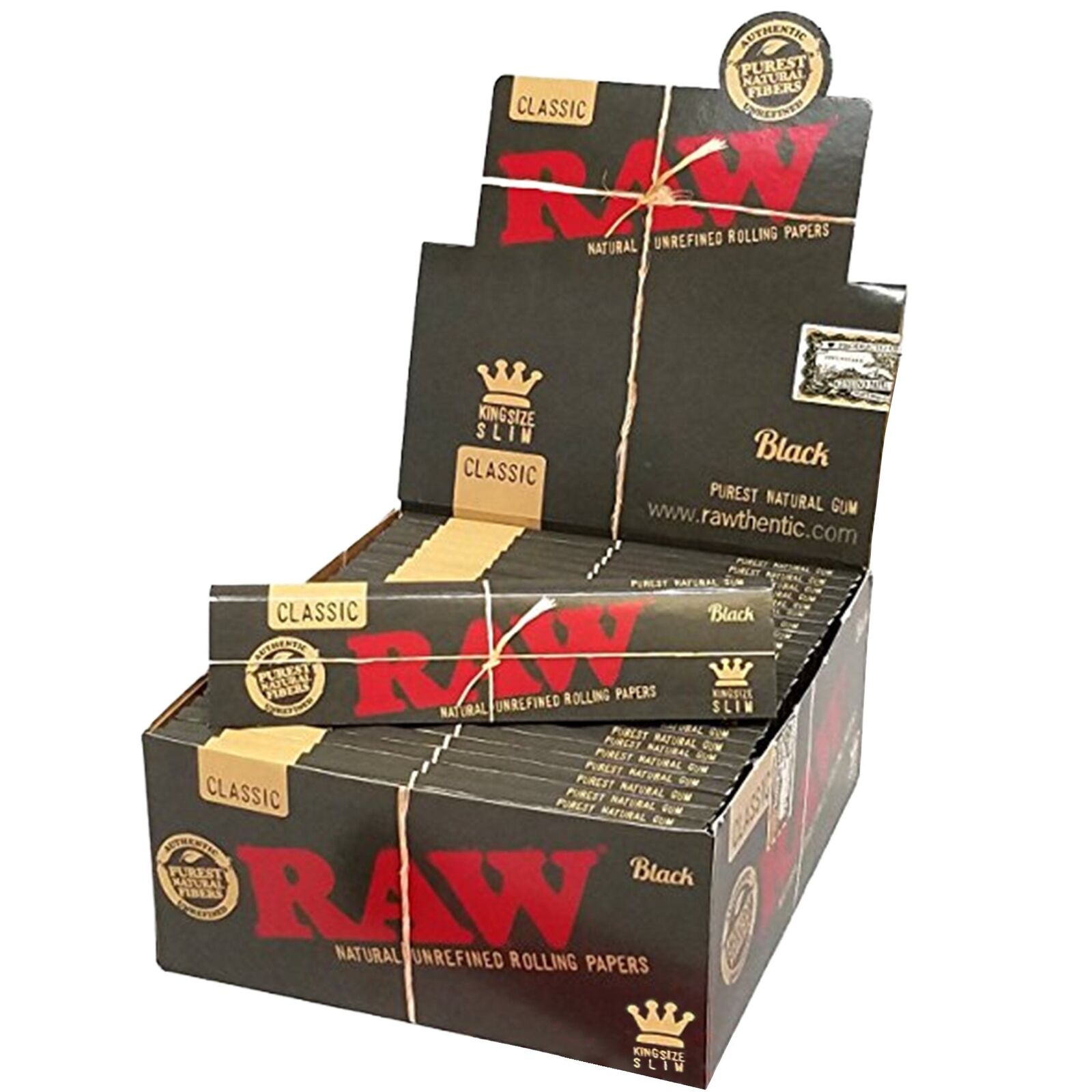 RAW Classic Black King Size Slim Natural Unrefined Ultra Thin 110mm Rolling