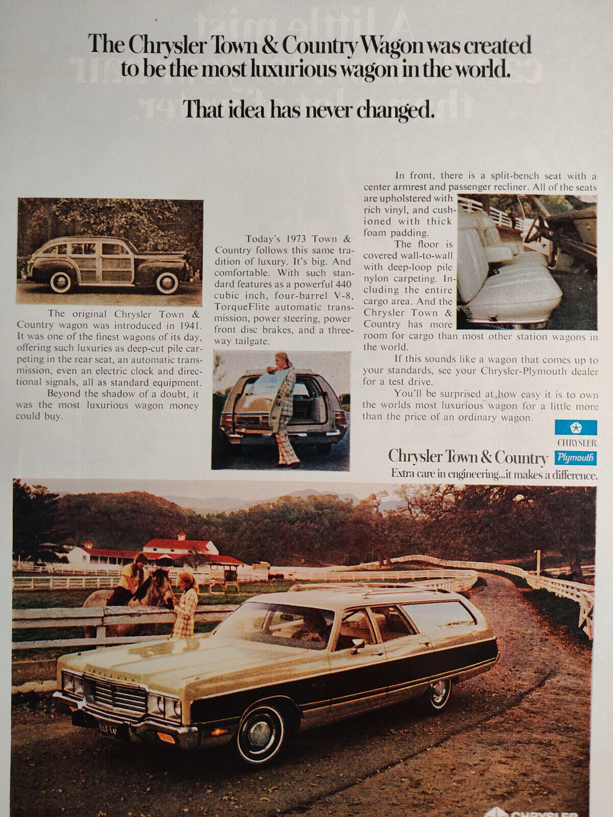 1973 Esquire ADs Chrysler Town and Country Station Wagon Panasonic Mist Comb