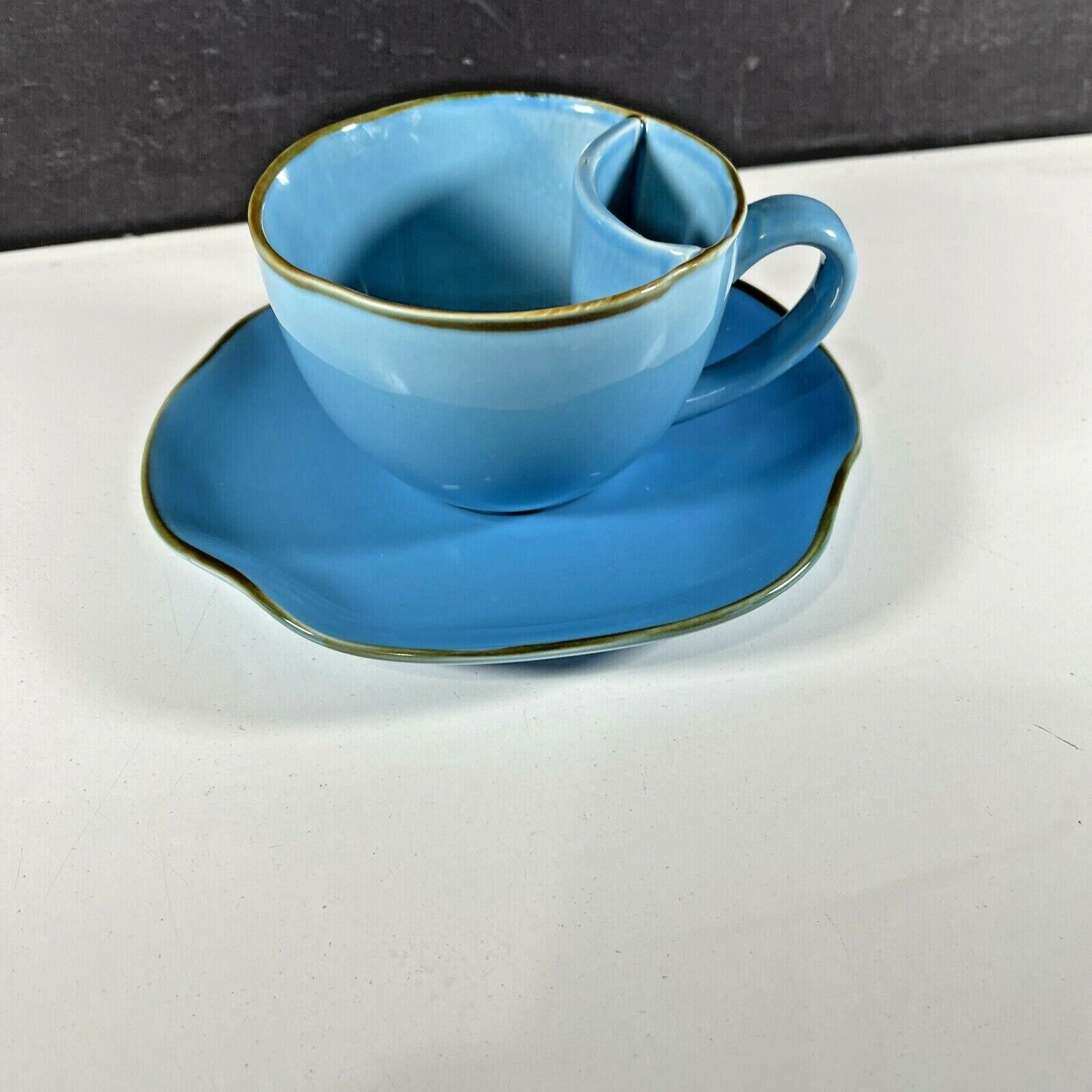 All'asta Vintage Tea Cup with Attached Tea Bag Holder & Matching Saucer