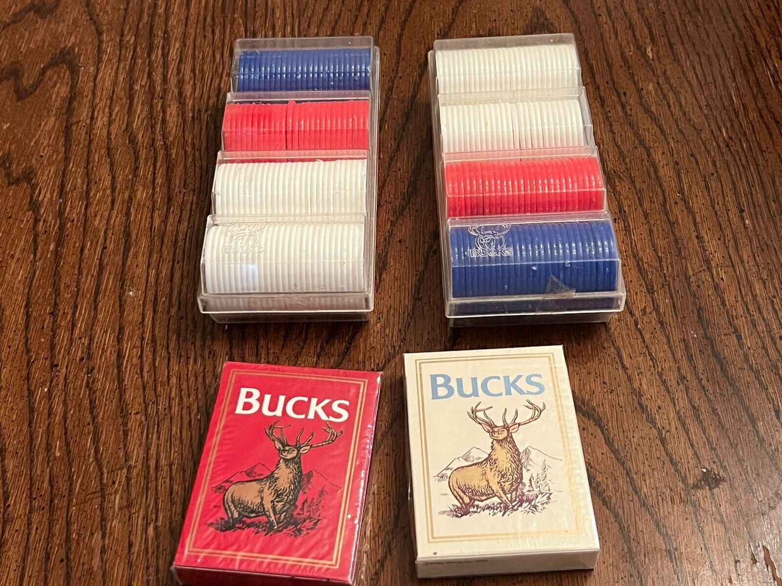 TWO Vintage 1990 Bucks Card And Poker Chip Sets NOS