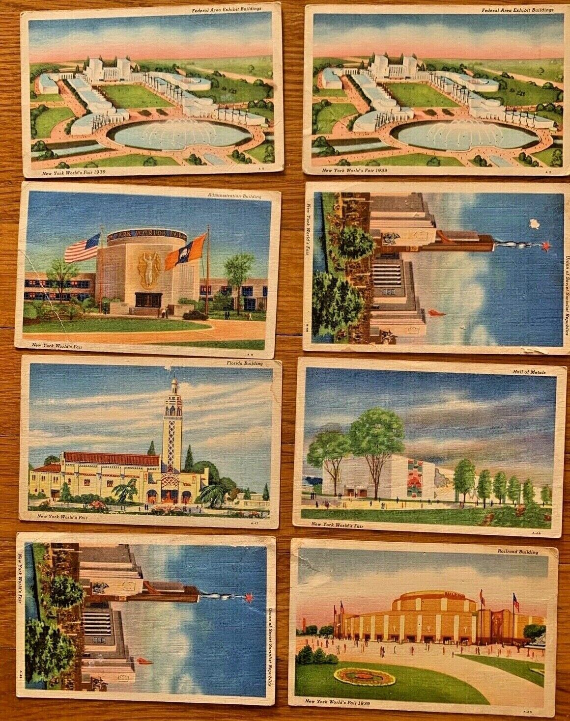 vtg 1939 New York World\'s Fair postcard LOT Art Deco architecture photo ephemera