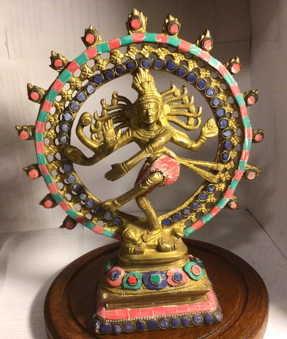 vintage bronze Shiva Hindu Nataraja dancing God circle of fire 9” H 3.4 lb